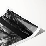 Extra large wall art featuring line art flowers over a muted gray backdrop, printed on rolled canvas.