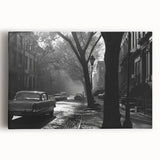 Large black and white canvas print of the Brooklyn Bridge, ideal for kitchen wall art.