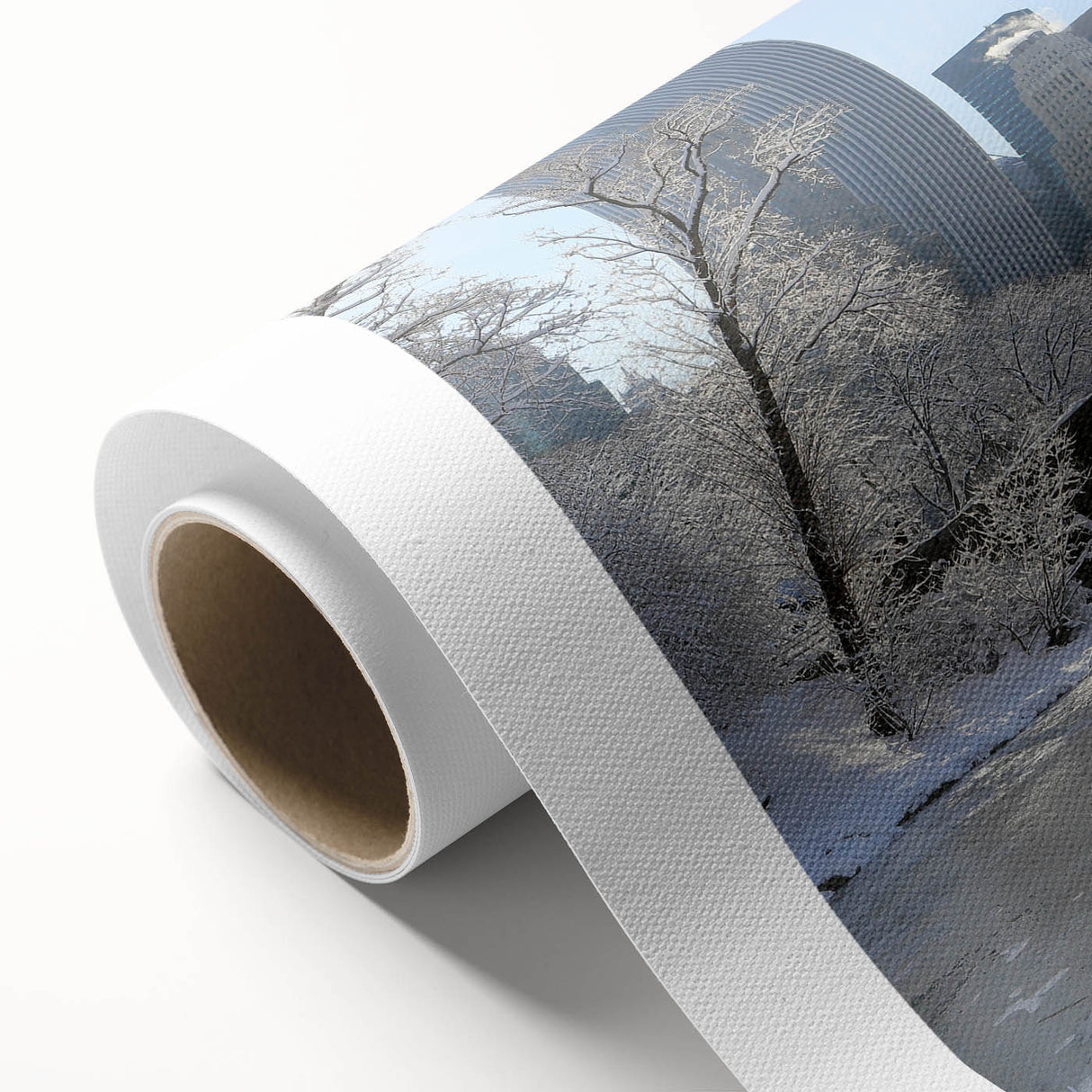 Art Deco poster of Central Park with soft green and beige tones on rolled canvas, ideal for nursery wall art.