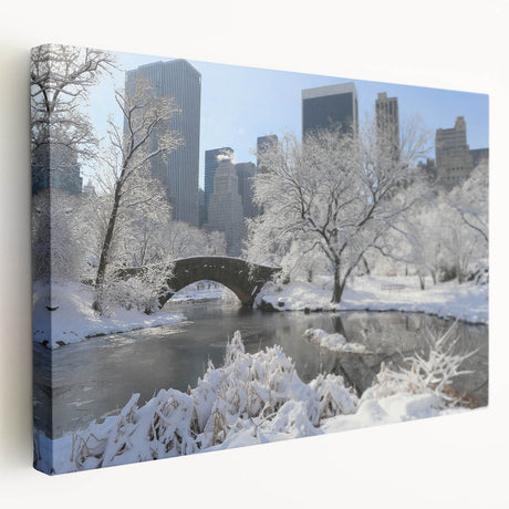 Large art print of Central Park in muted green and brown tones on stretched canvas, suitable for kitchen wall art.