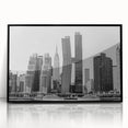 Large abstract wall art featuring the Chrysler Building in muted gray tones on a framed acrylic.