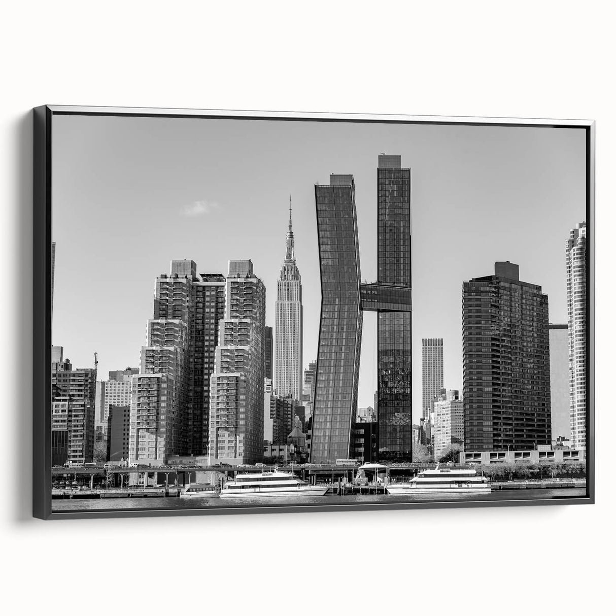 Black and white framed canvas of the Chrysler Building, ideal for bedroom wall art in a vintage style.