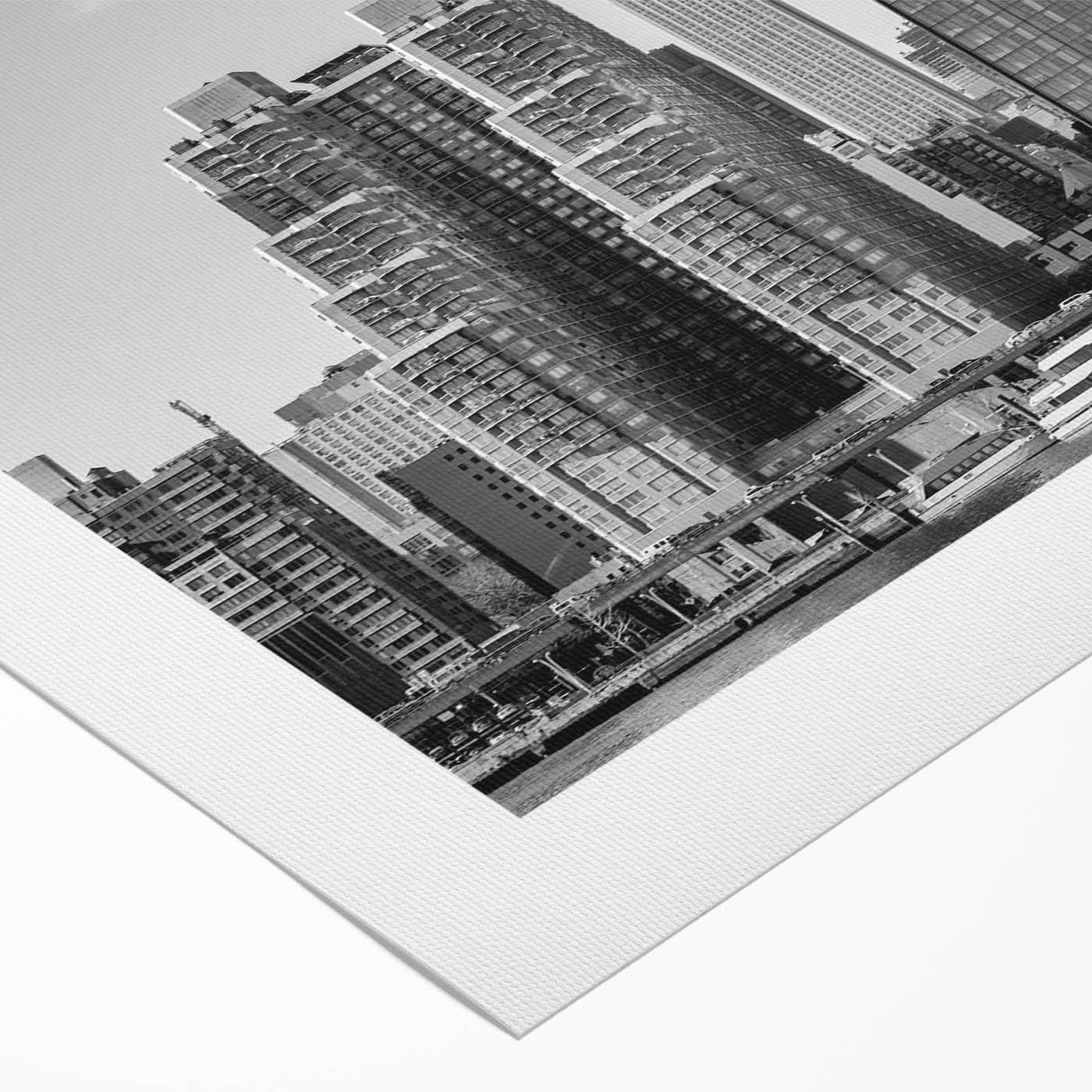 Art deco poster featuring the Chrysler Building in monochrome tones on rolled canvas, suitable for dining room decor.