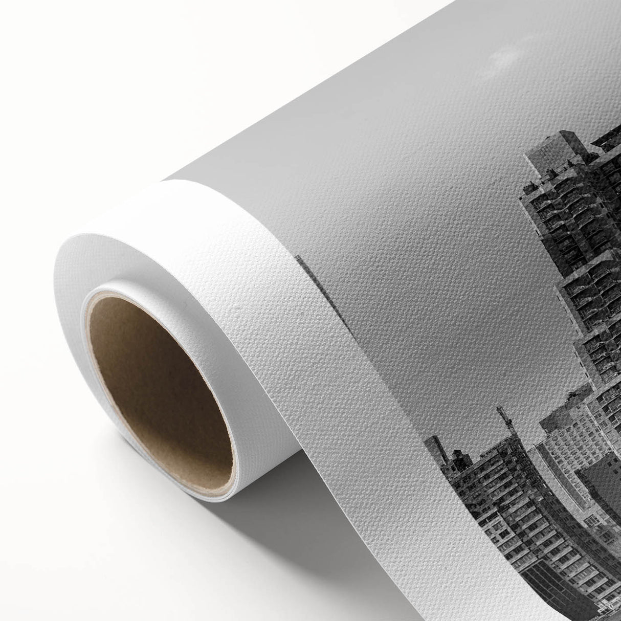 Art Deco poster of the Chrysler Building in monochrome tones on rolled canvas.