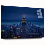 Acrylic glass print of the New York City skyline in muted gray tones, ideal for bedroom or dining room decor.