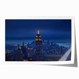 Extra large rolled print of New York City skyline in muted gray tones, ideal for art wall dining room decor.