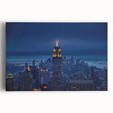 Black and white stretched canvas of NYC Empire State Building, ideal for kitchen wall art.