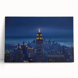 Black and white photo of NYC Empire State Building on large stretched canvas, suitable as kitchen wall art or for bedroom.