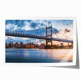 Extra large wall art of the Manhattan Bridge in muted gray tones on a rolled print, suitable for dining room decor.