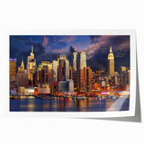 Extra large rolled print of Manhattan skyline in muted gray tones, ideal for art wall dining room.