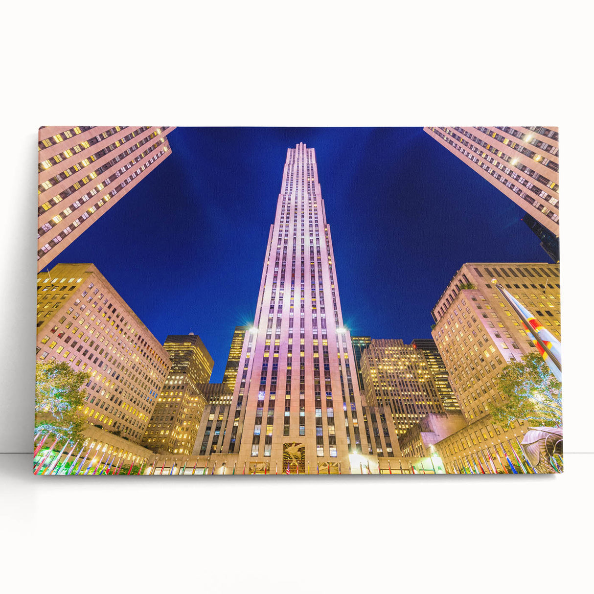 Black and white photograph of NYC skyline on large stretched canvas, suitable for kitchen or bedroom wall art.