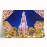 Black and white photograph of NYC skyline on large stretched canvas, suitable for kitchen or bedroom wall art.