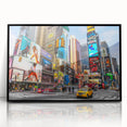 Large abstract wall art of NYC Times Square in mid-century modernist style.