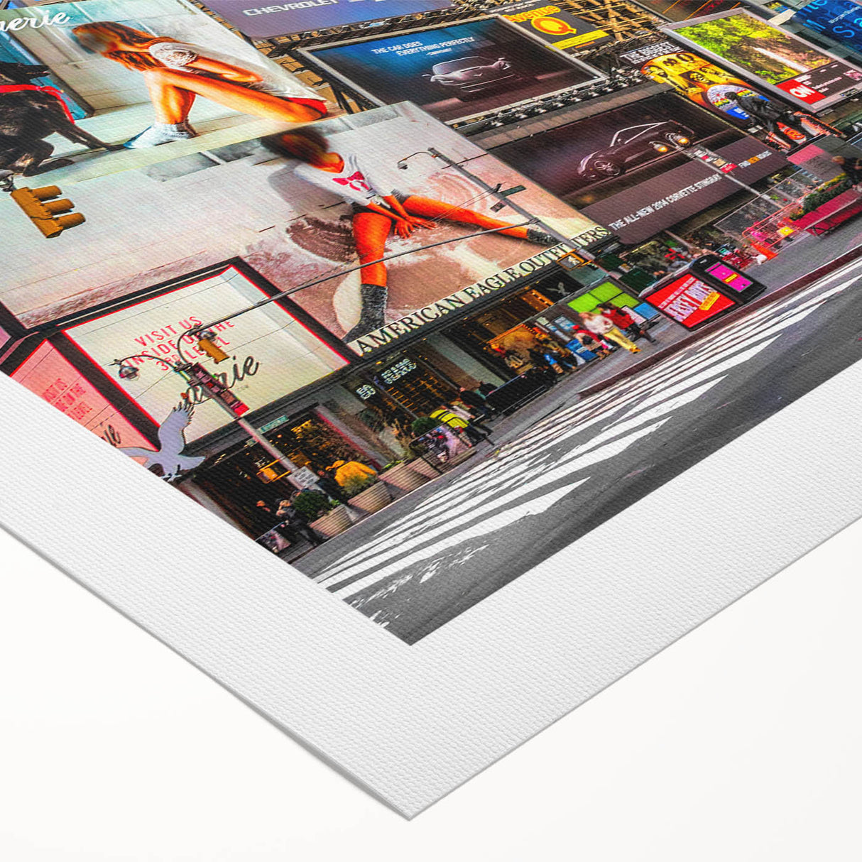 Art deco poster of Times Square with vibrant colors on rolled canvas, suitable for dining room wall art.