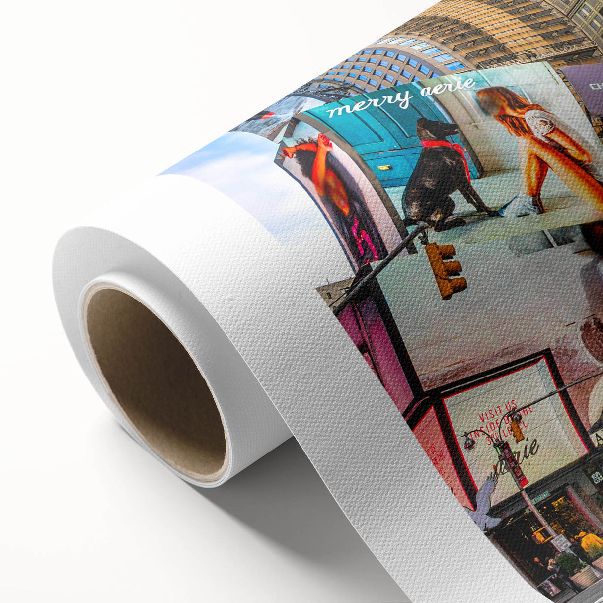 Art deco poster of Times Square in muted gray and blue tones on rolled canvas, ideal for nursery wall art.