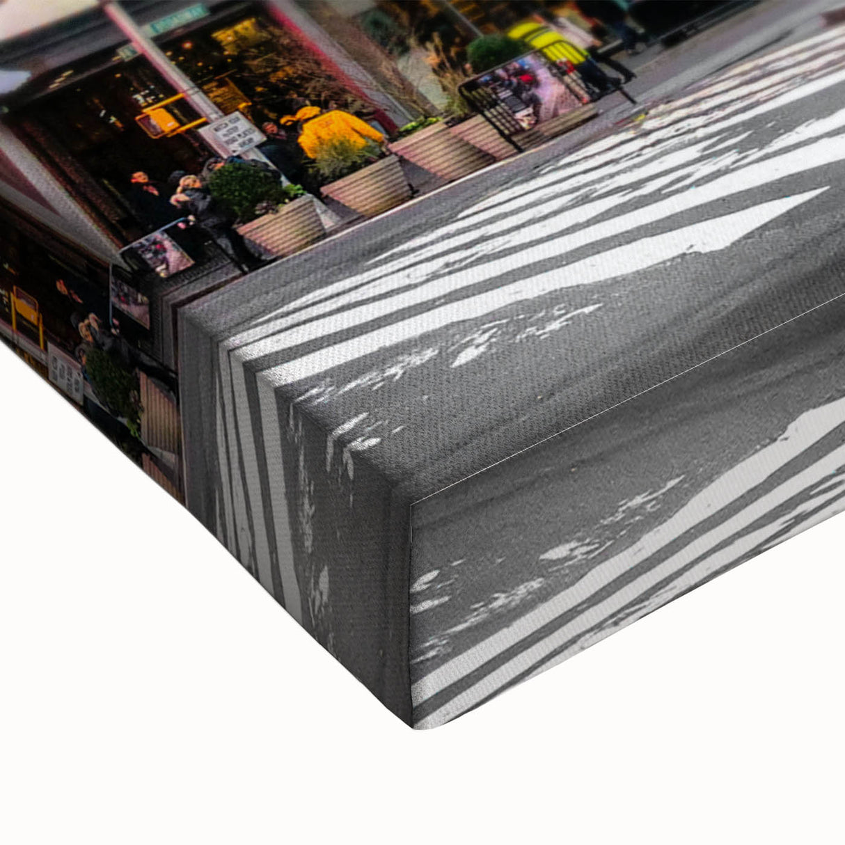Black and white landscape art painting of Times Square on stretched canvas, suitable for bedroom wall art.