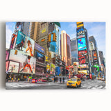 Black and white stretched canvas of Times Square, ideal for kitchen wall art.