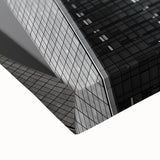 Black and white landscape art painting of NYC Trade Center on stretched canvas, ideal for bedroom wall art.