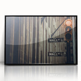 Large abstract wall art depicting the Wall Street scene in muted monochrome, framed acrylic, ideal for modern office decor.