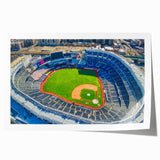 Extra large rolled print of New York Yankee Stadium with a muted color palette, ideal for art wall dining room.