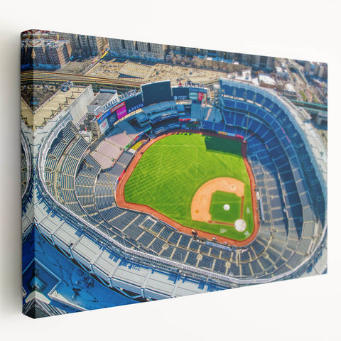Large canvas print featuring a vibrant depiction of the NYC skyline, ideal for kitchen wall art.