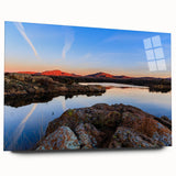 Acrylic print of a large abstract depiction of Oklahoma scenery in muted earth tones, ideal for bedroom or dining room art.