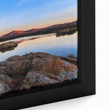 Close-up of black wall art featuring textured, colorful Oklahoma scenery on a framed canvas, ideal for living room decor.