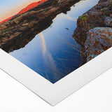 Art deco poster of Oklahoma scenery in muted earth tones on rolled canvas, suitable for dining room wall art.