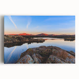 Black and white stretched canvas featuring a panoramic view of the Oklahoma skyline, ideal for kitchen wall art.