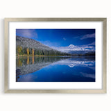 Textured art print of Mount Hood, Oregon in abstract style with muted earth tones on a framed silver mat.
