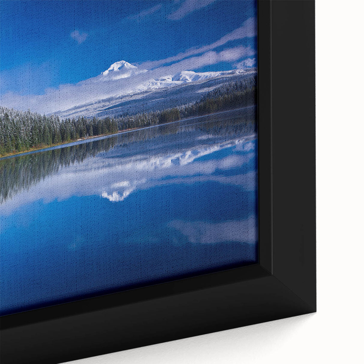 Extra large framed canvas featuring a textured depiction of Mount Hood, Oregon in black with vibrant colorful accents.