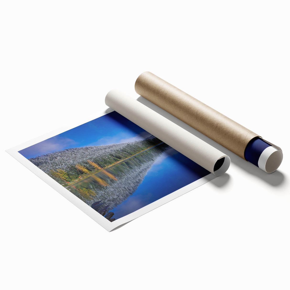 Extra large rolled print of Mount Hood in Oregon, featuring muted earth tones, ideal for classy bathroom wall art.