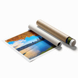 Extra large rolled print of Portland, Oregon scenery with vibrant floral elements, ideal for classy bathroom wall art.