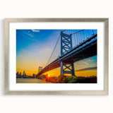 Textured art print of Philadelphia skyline in abstract style with muted earth tones, framed in silver.