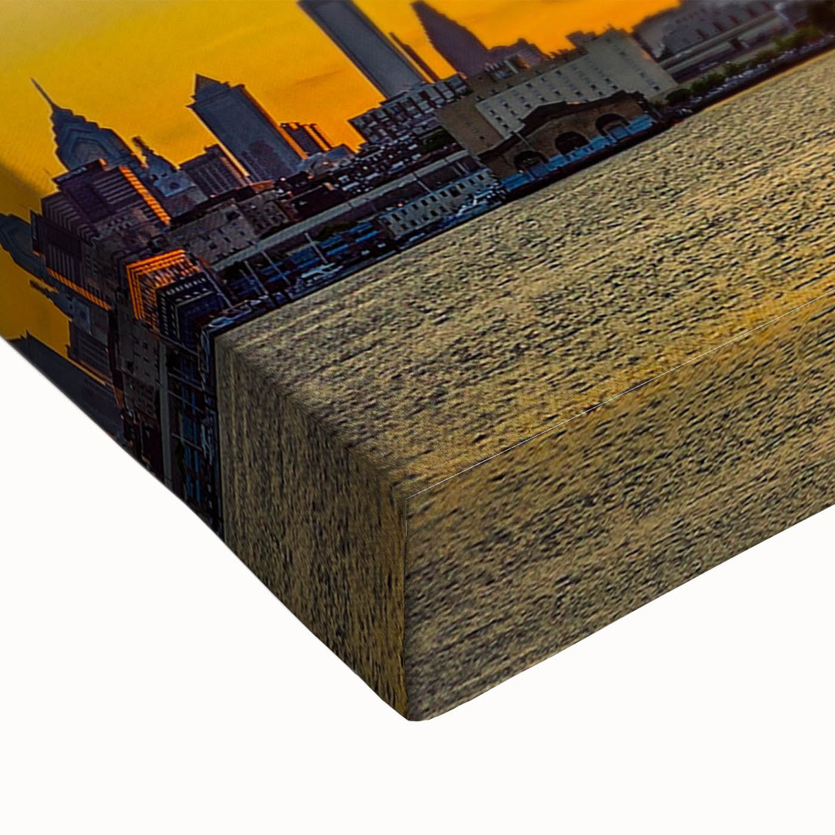 Black and white landscape art painting of Philadelphia skyline on stretched canvas, ideal for bedroom wall decor.