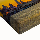 Black and white landscape art painting of Philadelphia skyline on stretched canvas, ideal for bedroom wall decor.