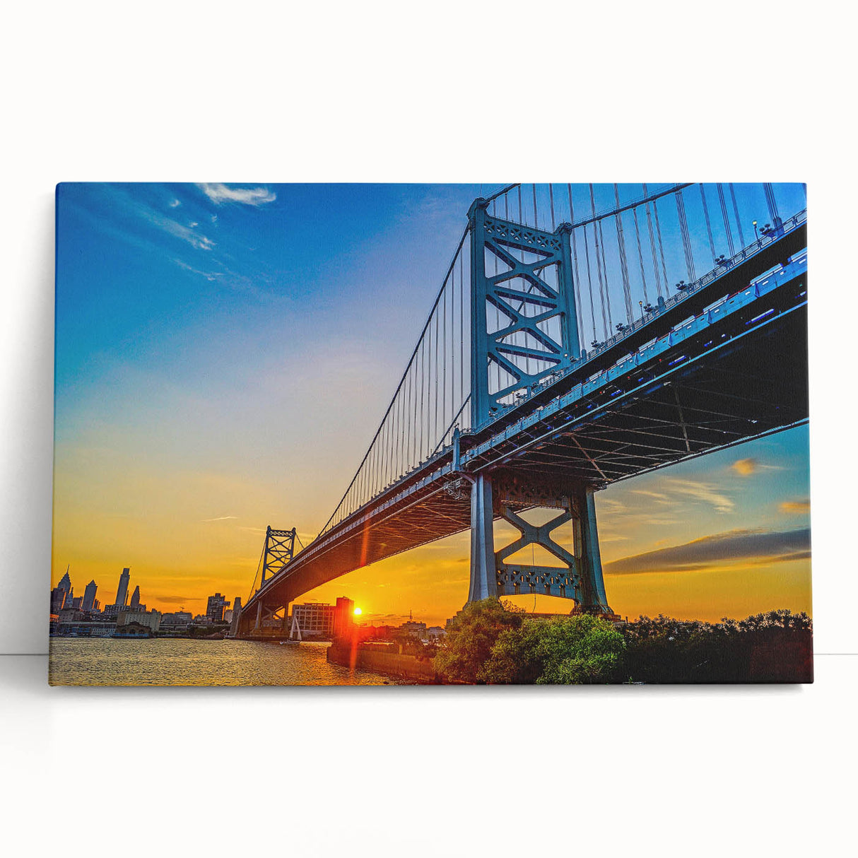 Black and white large art of Philadelphia skyline on stretched canvas, ideal for kitchen wall art or bedroom decor.