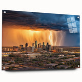 Large abstract depiction of Phoenix Valley in muted earth tones on acrylic glass, suitable for bedroom or dining room decor.