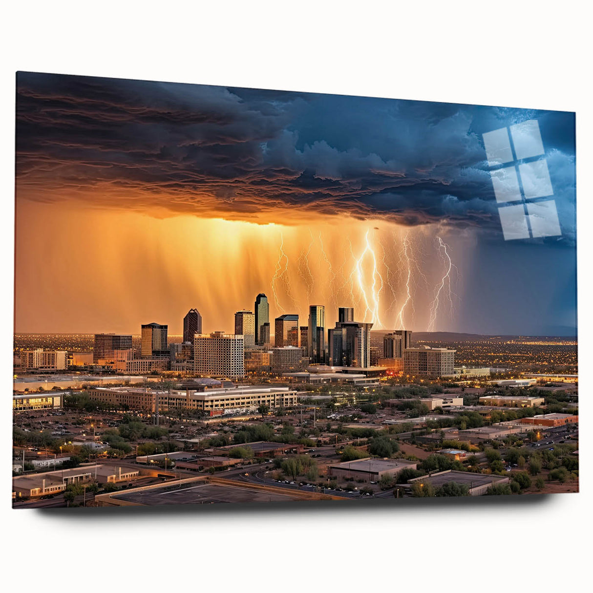 Large abstract wall art of Phoenix valley in muted earth tones on acrylic glass, ideal for bedroom or dining room decor.