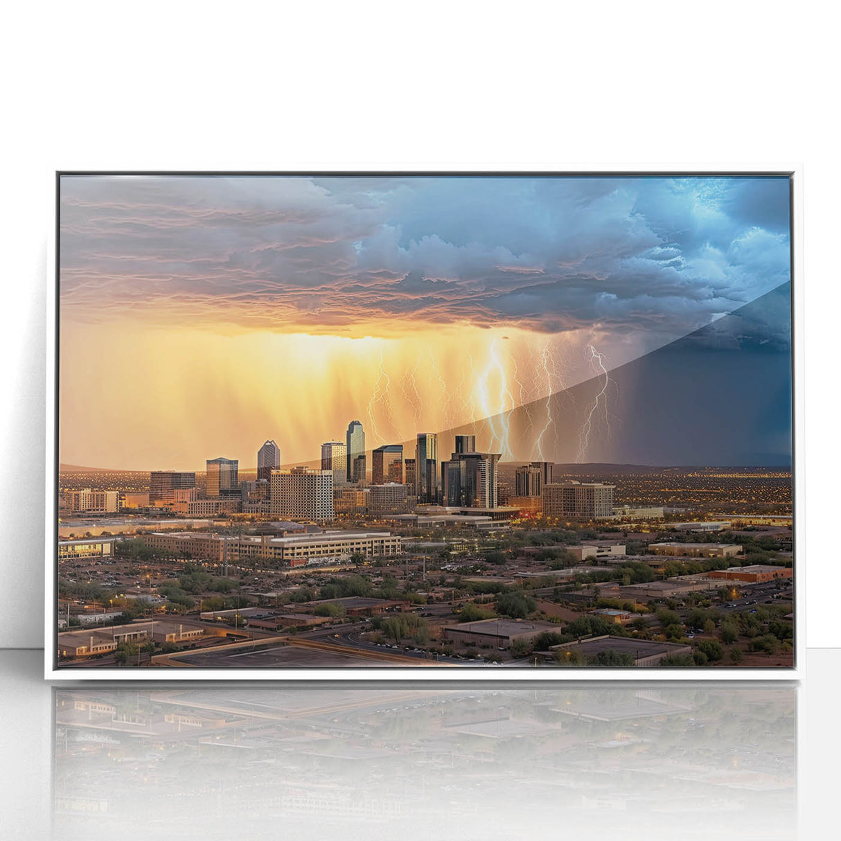 Art deco poster of Phoenix Valley in muted pastel shades, framed acrylic, ideal for modern art wall decor.