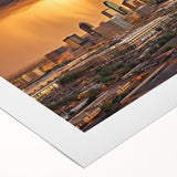 Art deco poster of Phoenix valley in muted earth tones on rolled canvas, suitable for dining room decor.