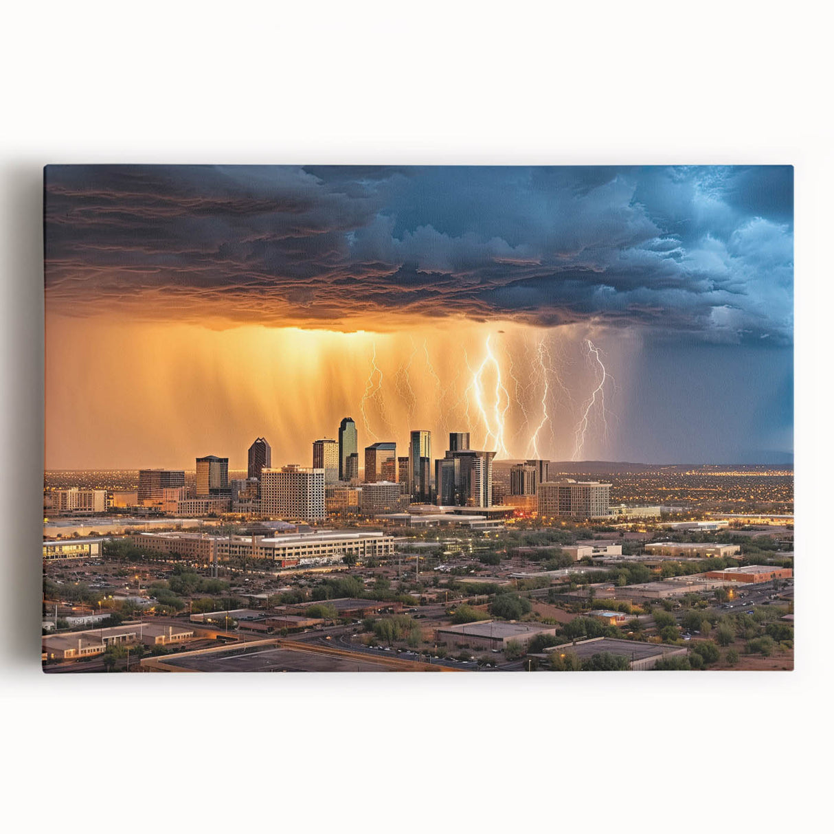 Black and white large art print of Phoenix valley on stretched canvas, suitable for kitchen wall art.