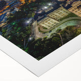 Art deco poster of Austin, Texas skyline in muted earth tones on rolled canvas, suitable for dining room wall art.