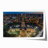 Rolled print of Austin, Texas skyline in muted earth tones, ideal for art wall dining room.