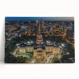 Large black and white stretched canvas of Austin, Texas skyline, ideal for kitchen wall art or bedroom decor.