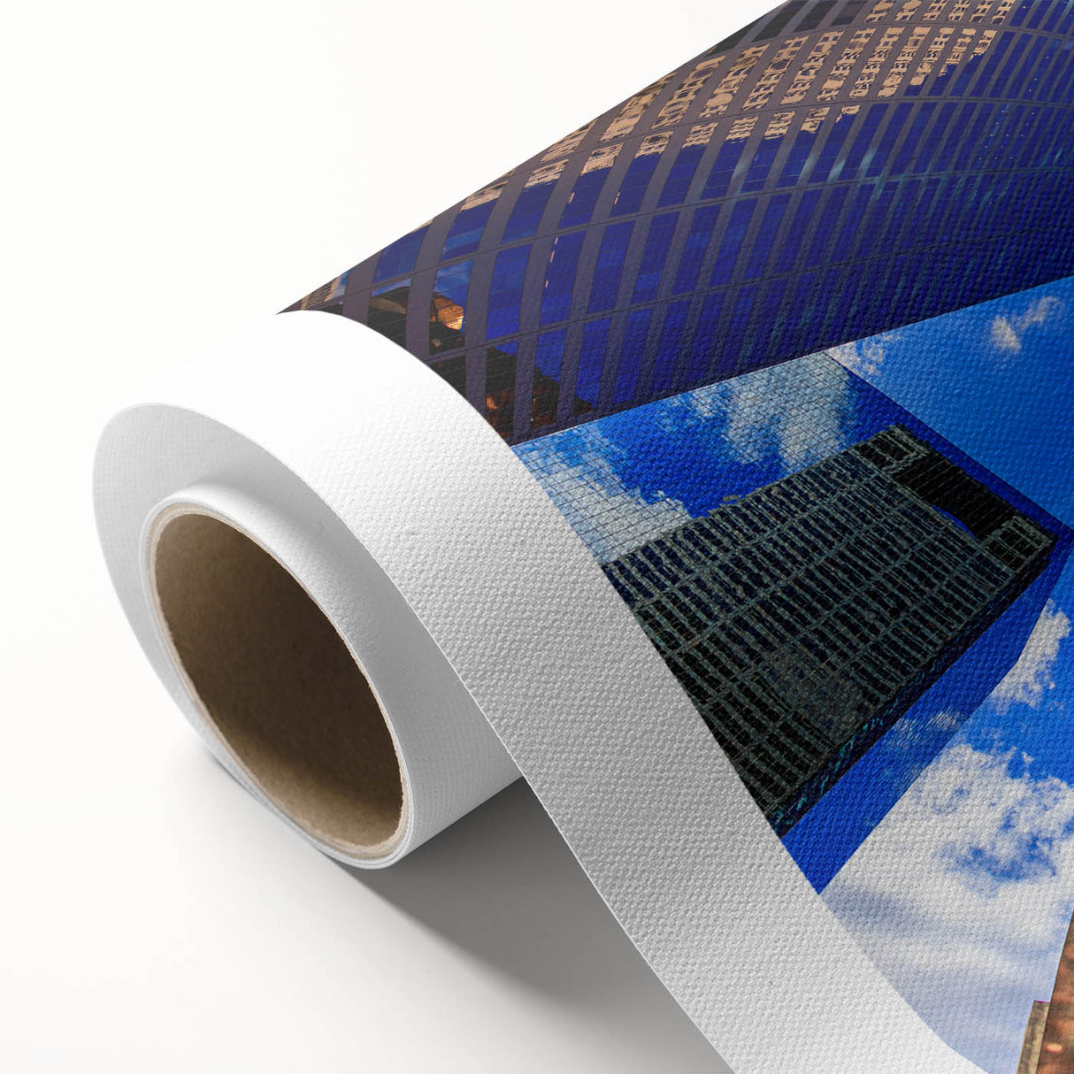 Art Deco poster of Houston skyline in pastel shades on rolled canvas, suitable for nursery wall art or dining room decor.