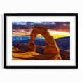 Extra large framed print of abstract Arches National Park scene in vibrant colors, ideal for living room decor.
