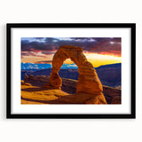 Extra large framed print of abstract Arches National Park scene in vibrant colors, ideal for living room decor.