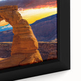 Extra large framed canvas depicting a textured scenery of Arches National Park in Utah, using black and colorful art.