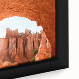 Extra large framed canvas featuring a textured depiction of Bryce Canyon in black with colorful accents.